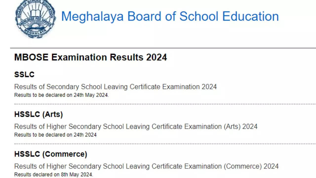 MBOSE Meghalaya Board SSLC 10th HSSLC 12th Arts Results