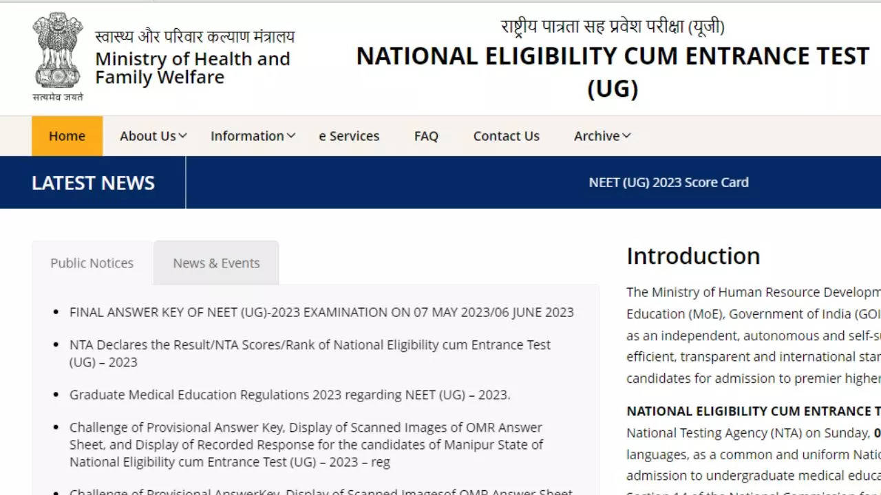 NEET UG Answer Key 2024 Released