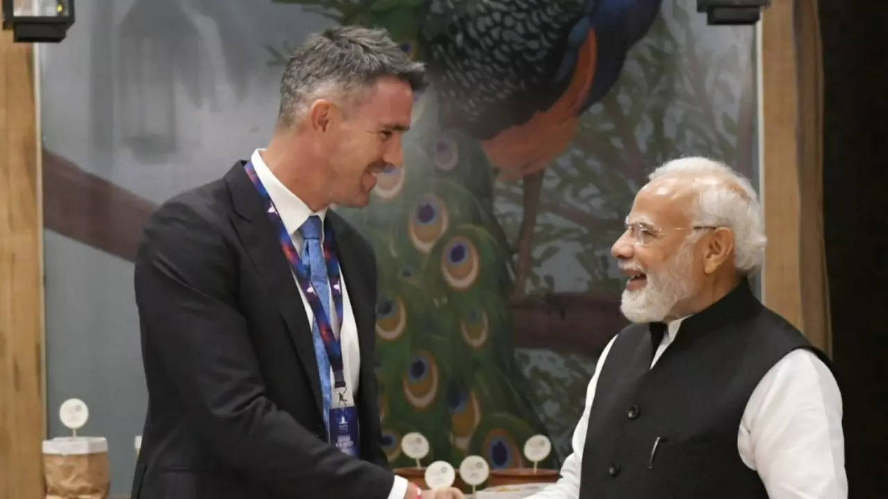 Kevin Pietersen with PM Narendra Modi