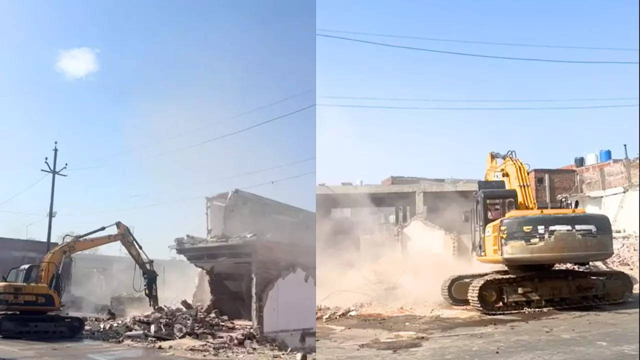 bulldozer demolish Illegal houses