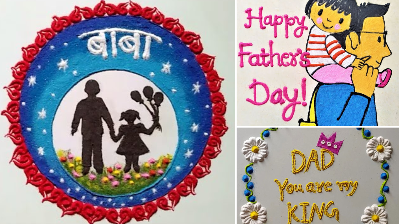 Father's day Rangoli, Rangoli designs for Father's day, Father's day 2024