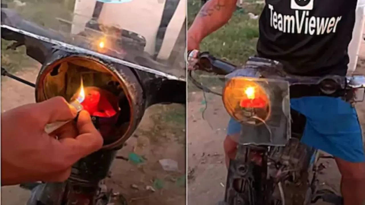 Desi Jugaad Motorcycle Headlight