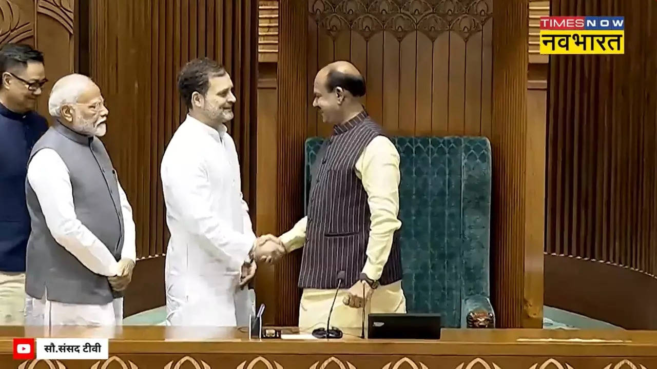 PM Modi and Rahul Gandhi on Om Birla