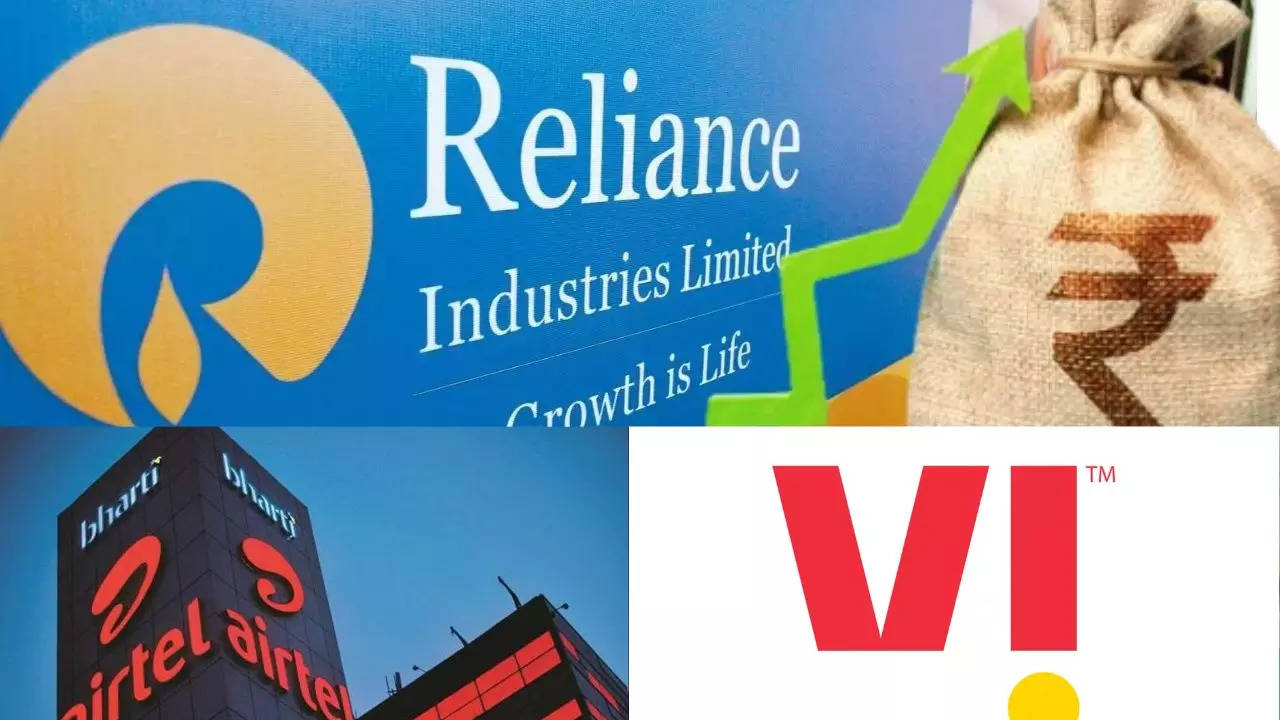 Reliance share price,Vodafone idea share price,Bharti Airtel share price