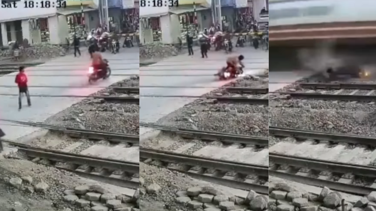 bike train accident video