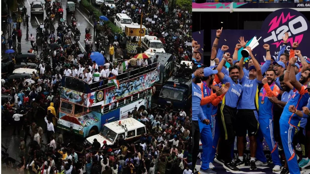 Team india open bus parade