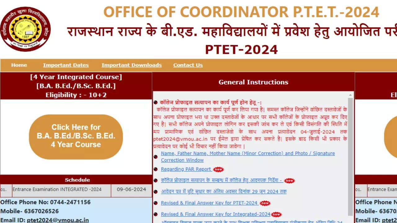 Rajasthan PTET Result 2024, PTET Result 2024