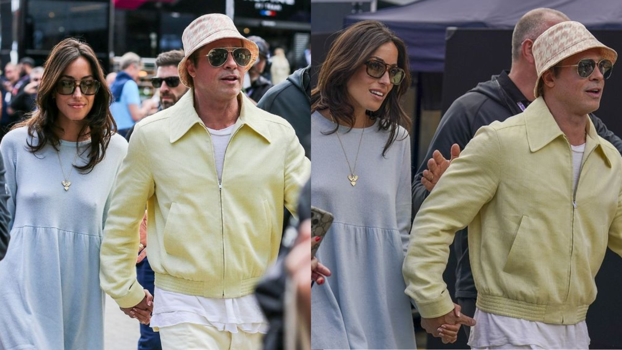 Brad Pitt Holds Hands With Girlfriend Ines de Ramon At British Grand Pix