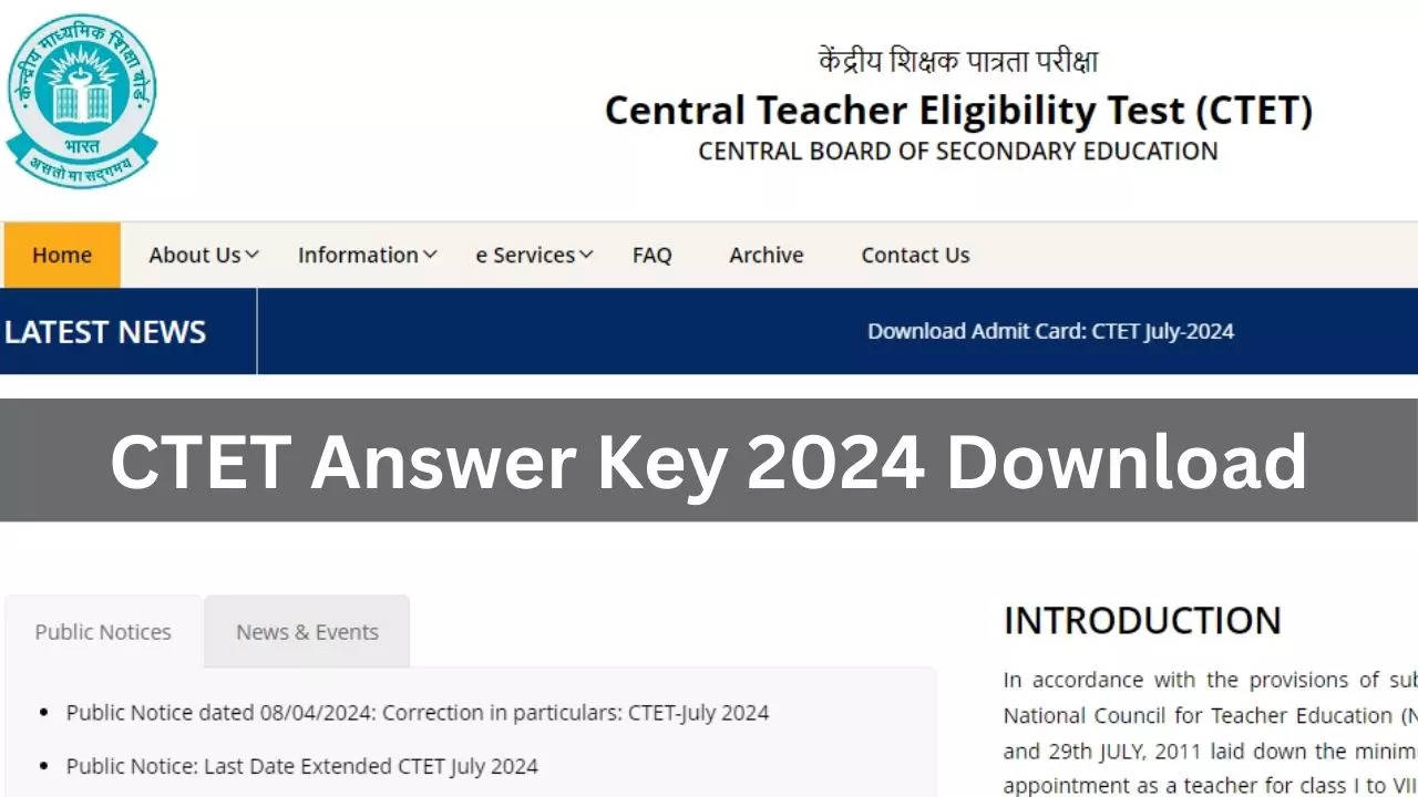 CTET Answer Key 2024 Download