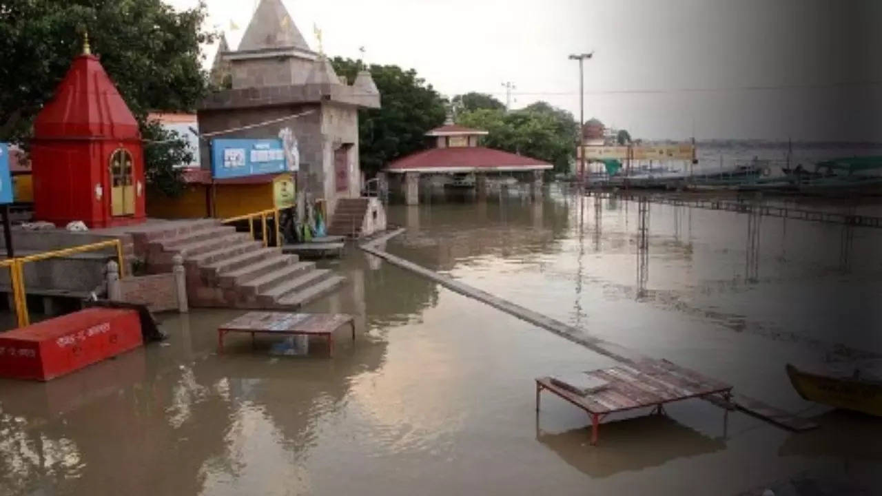 Assi Ghats submerged in Flood Water.