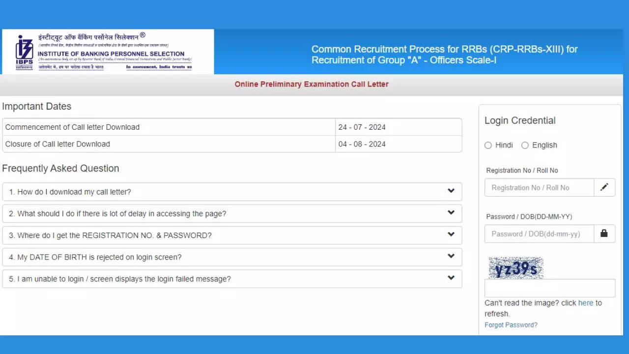 IBPS RRB PO Admit Card 2024