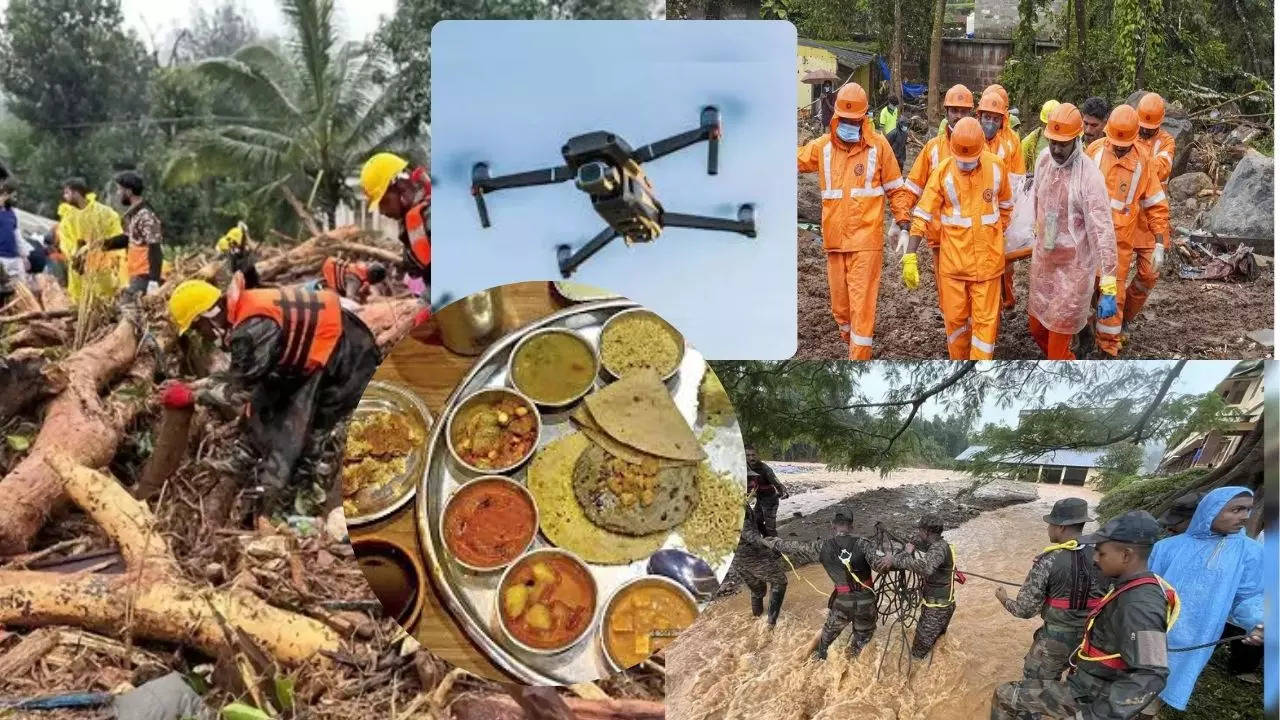 Wayanad Kerala Rescue Workers Food by Dron