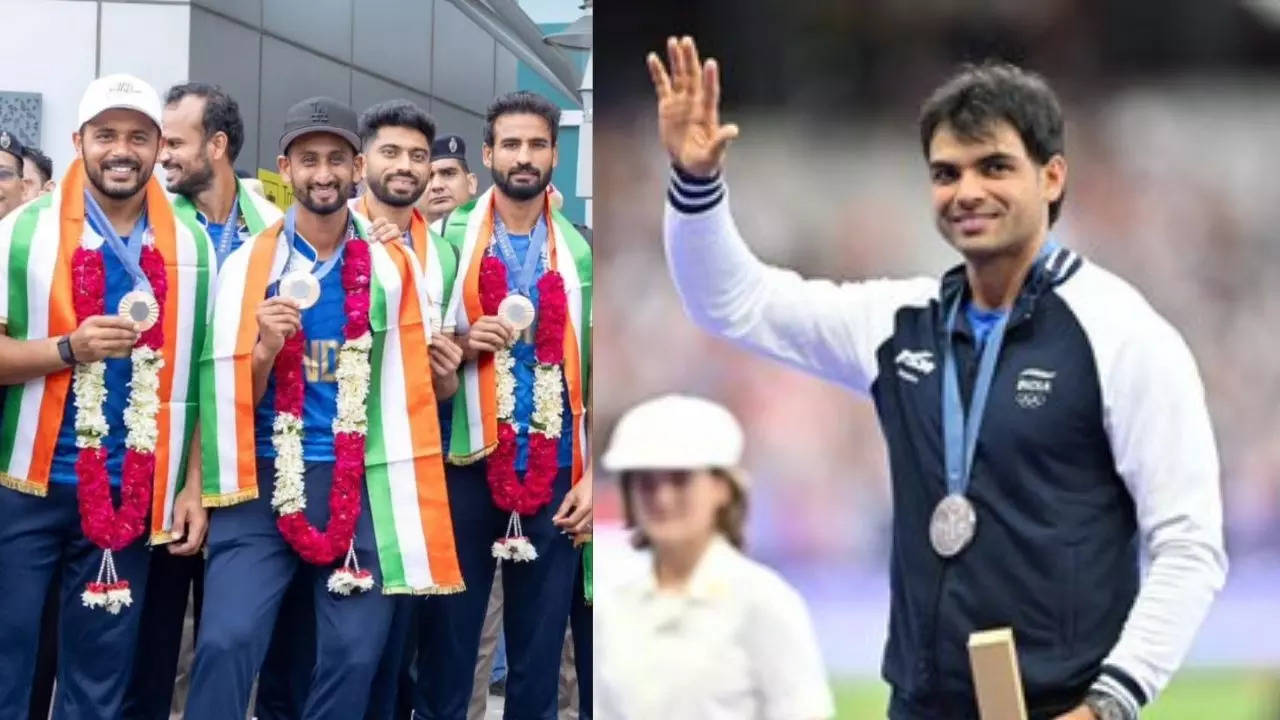 India medals, India Total medals, shooting, wrestling, javelin, throw and hockey Game, Neeraj Chopra, Manu Bhaker, Aman Sehrawat, Indian Hockey Team, Paris Olympics 2024, Paris Olympics, Paris Olympics 2024 News, Paris Olympics 2024 Updates, Paris Olympics, Olympics 2024,