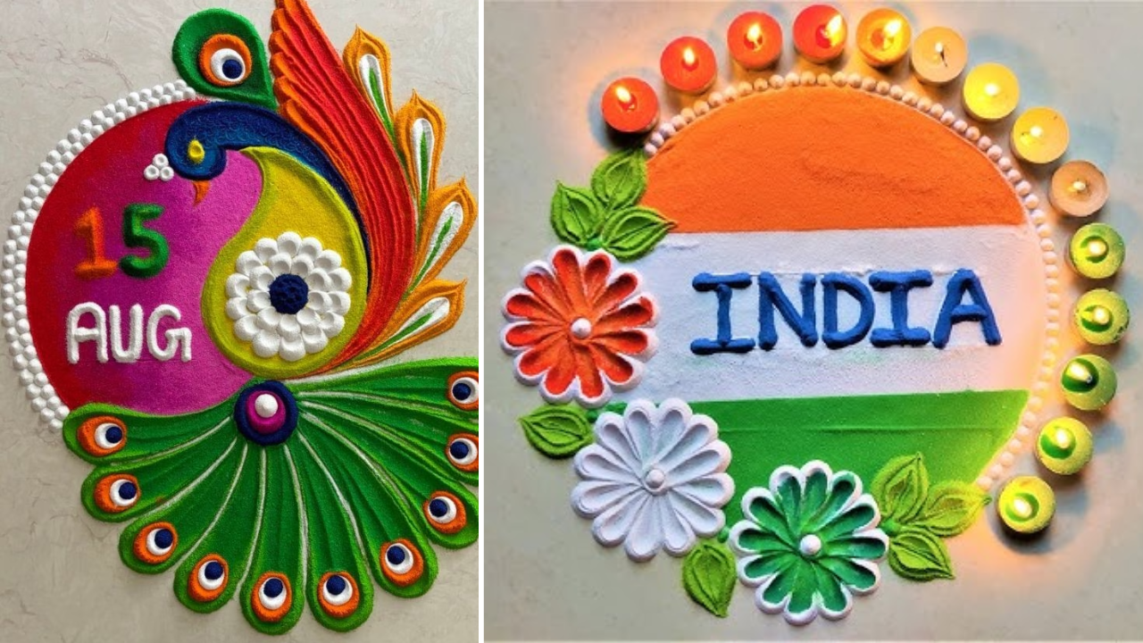 Latest Rangoli design, Independence day 2024, Tri Color Rangoli