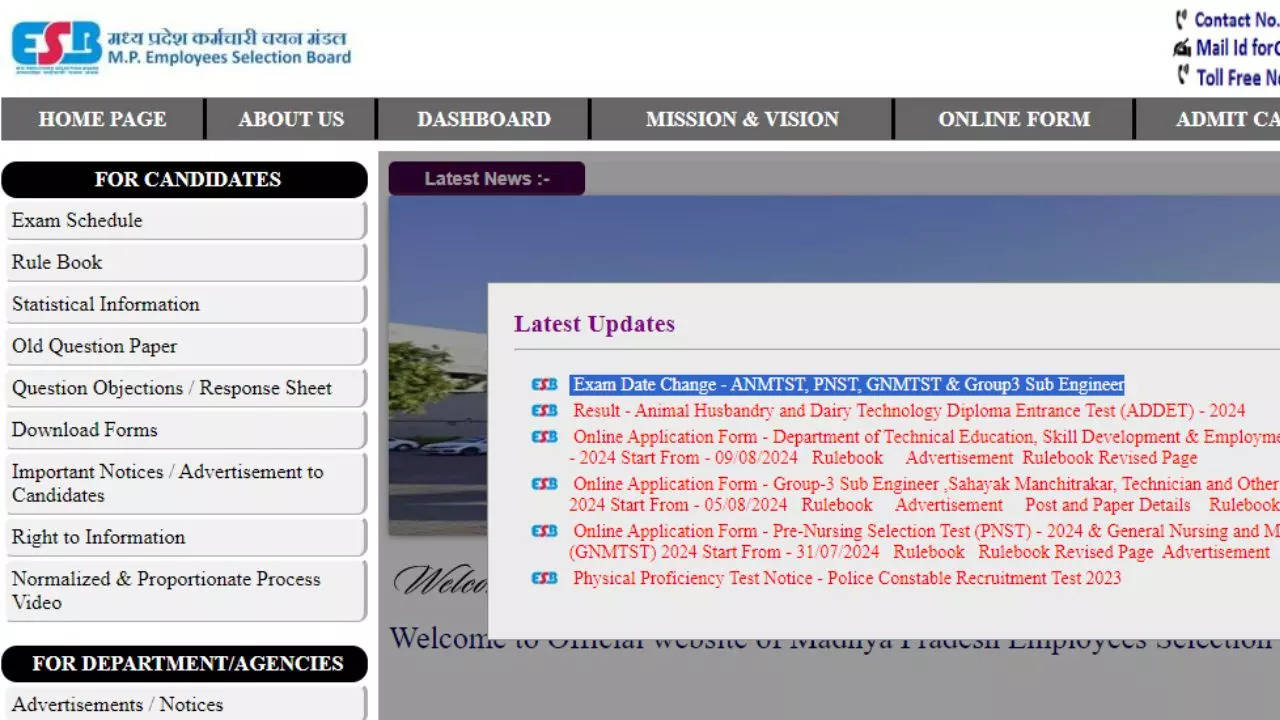 MPESB ANMTST, PNST Exam 2024 Postponed