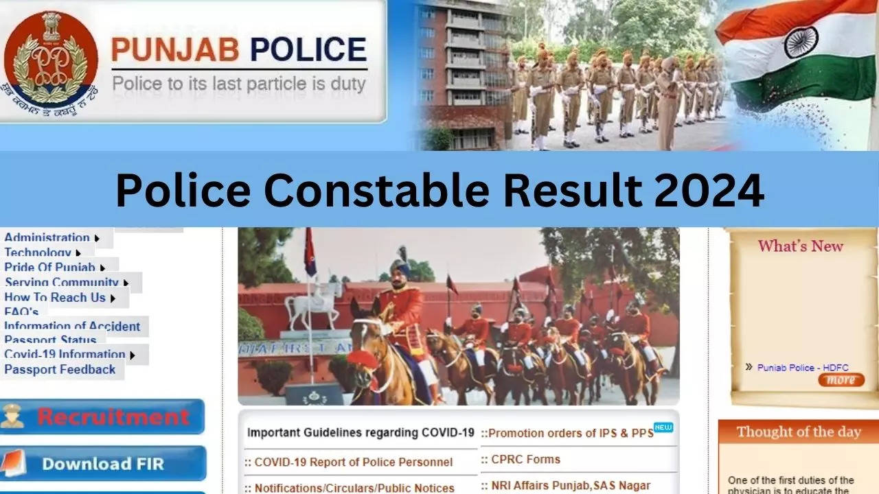 Punjab Police Constable Result, Cut Off, Merit List 2024