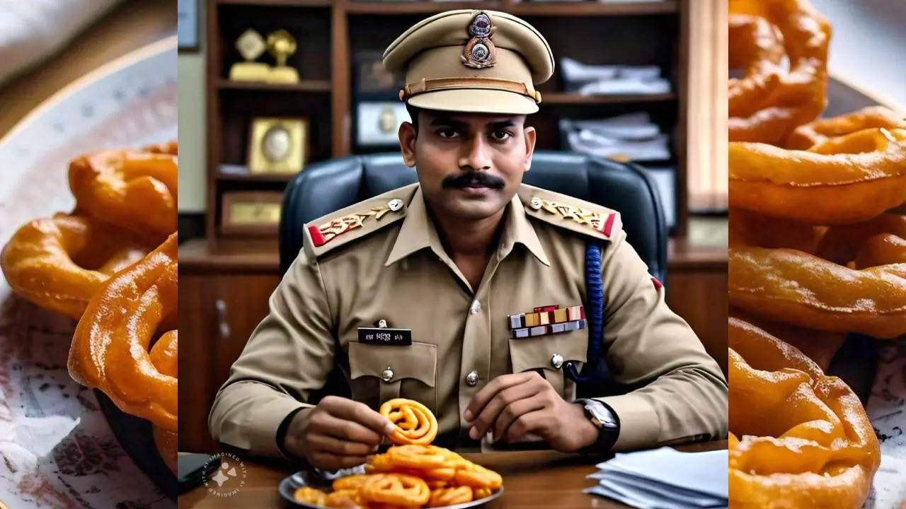 Police officer with Jalebi