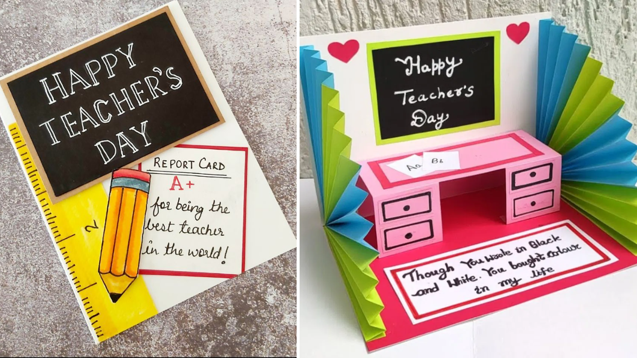 teachers day 2024 card ideas for kids how to make greeting card for teacher shikshak diwas card poster diy ideas paper quilling punch craft