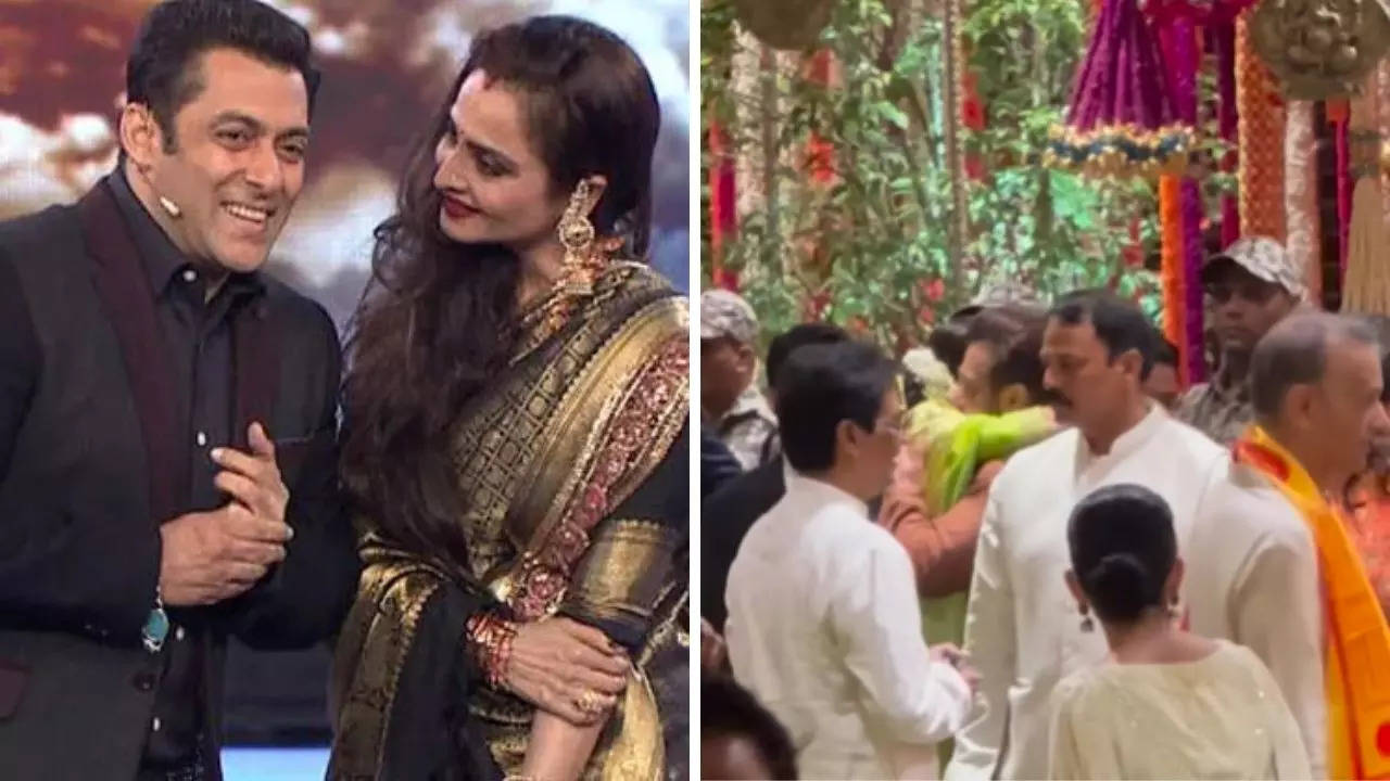 rekha hugs salman khan in ganpati darshan at ambani residence video makes fans impressed