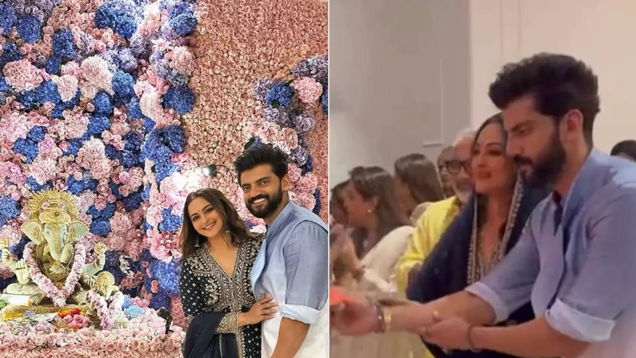 sonakshi sinha and zaheer iqbal first ganpati utsav after wedding video viral on internet