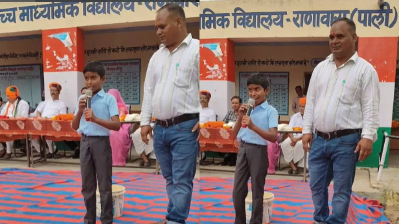 rajasthan viral video baby mimics animals in his school