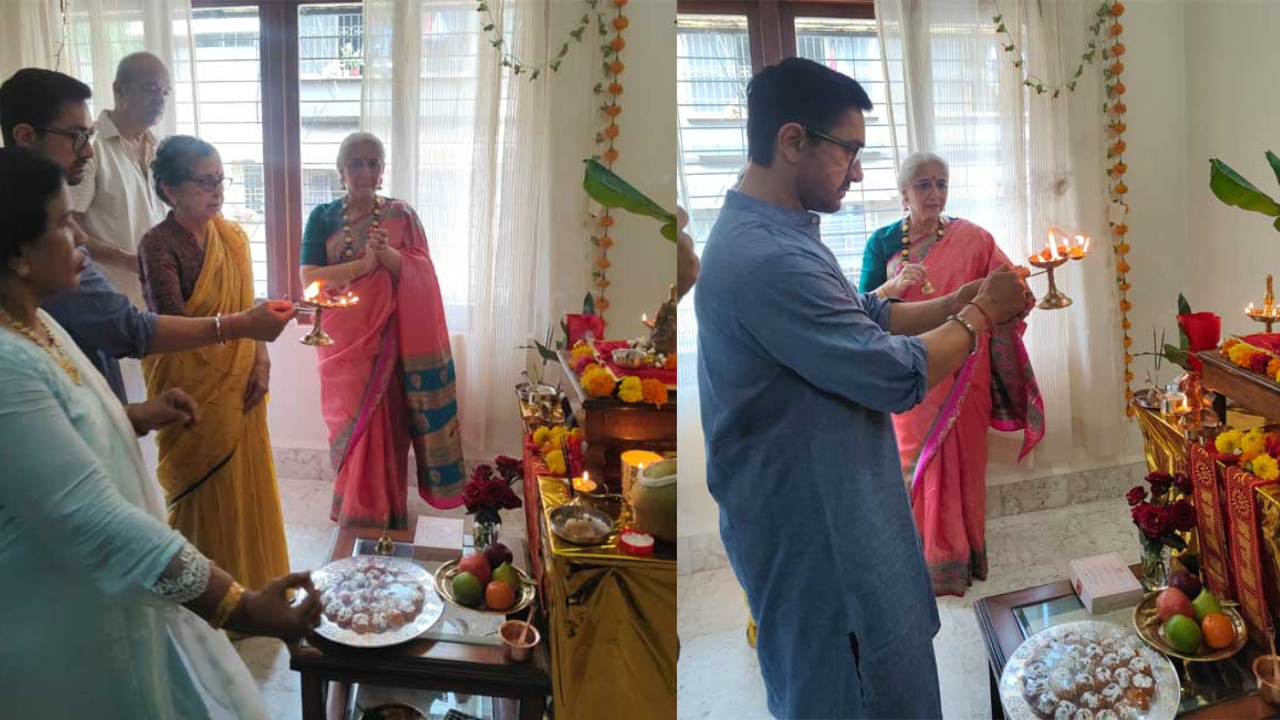 aamir khan celebrates ganesh chaturthi with family photos on social media goes viral