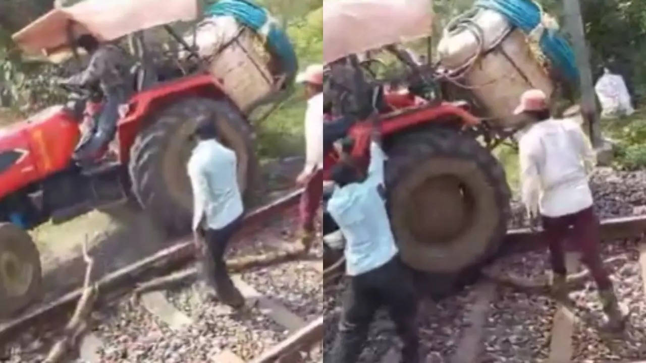 tractor on railway track