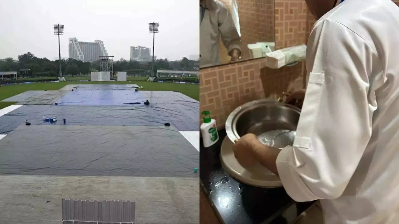 afg vs nz test in greater noida stadium major controversy utensils washed from bathroom water