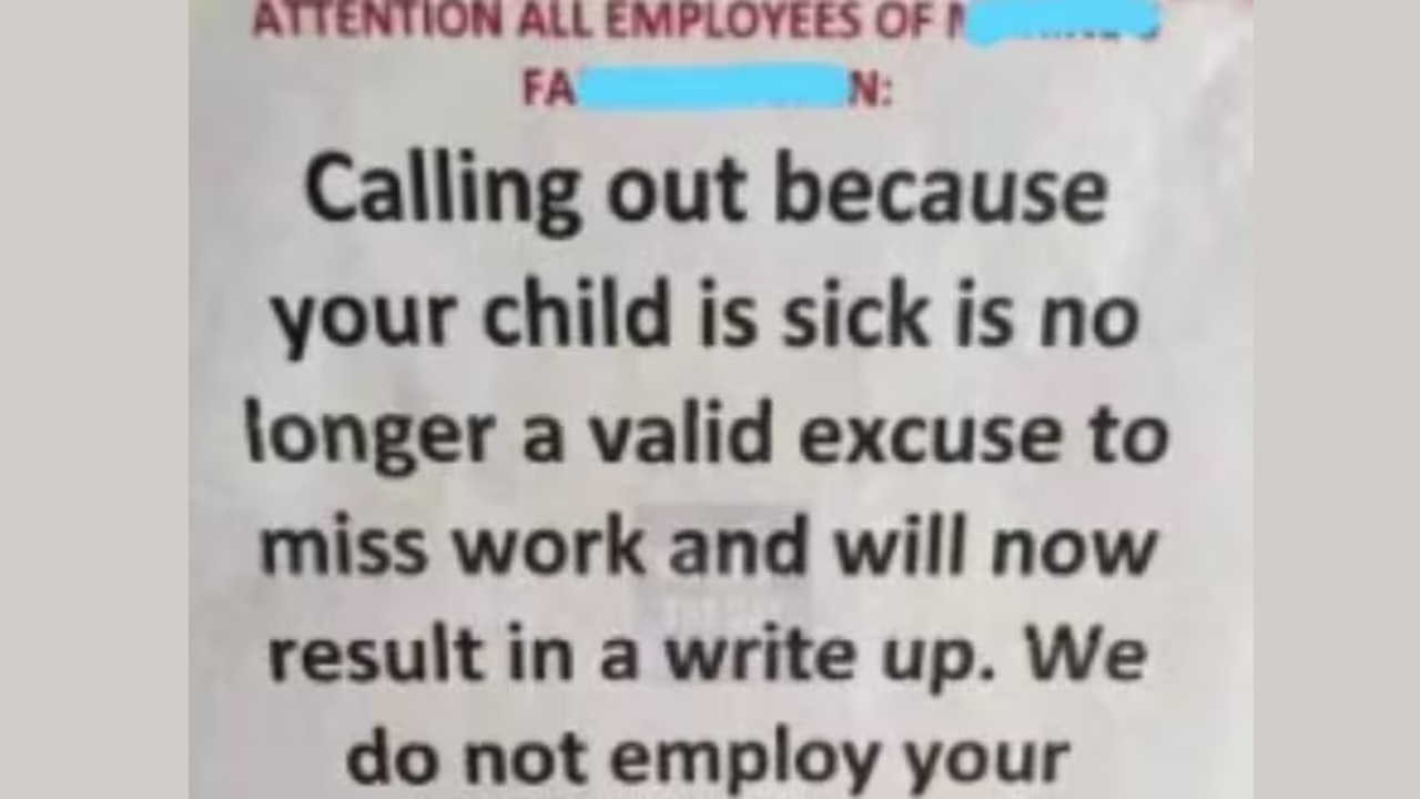 child illness not an excuse companys controversial notice for leave internet starts heating debate