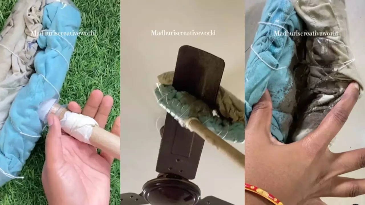 desi jugaad viral video girl used a jugaad to make fan cleaner