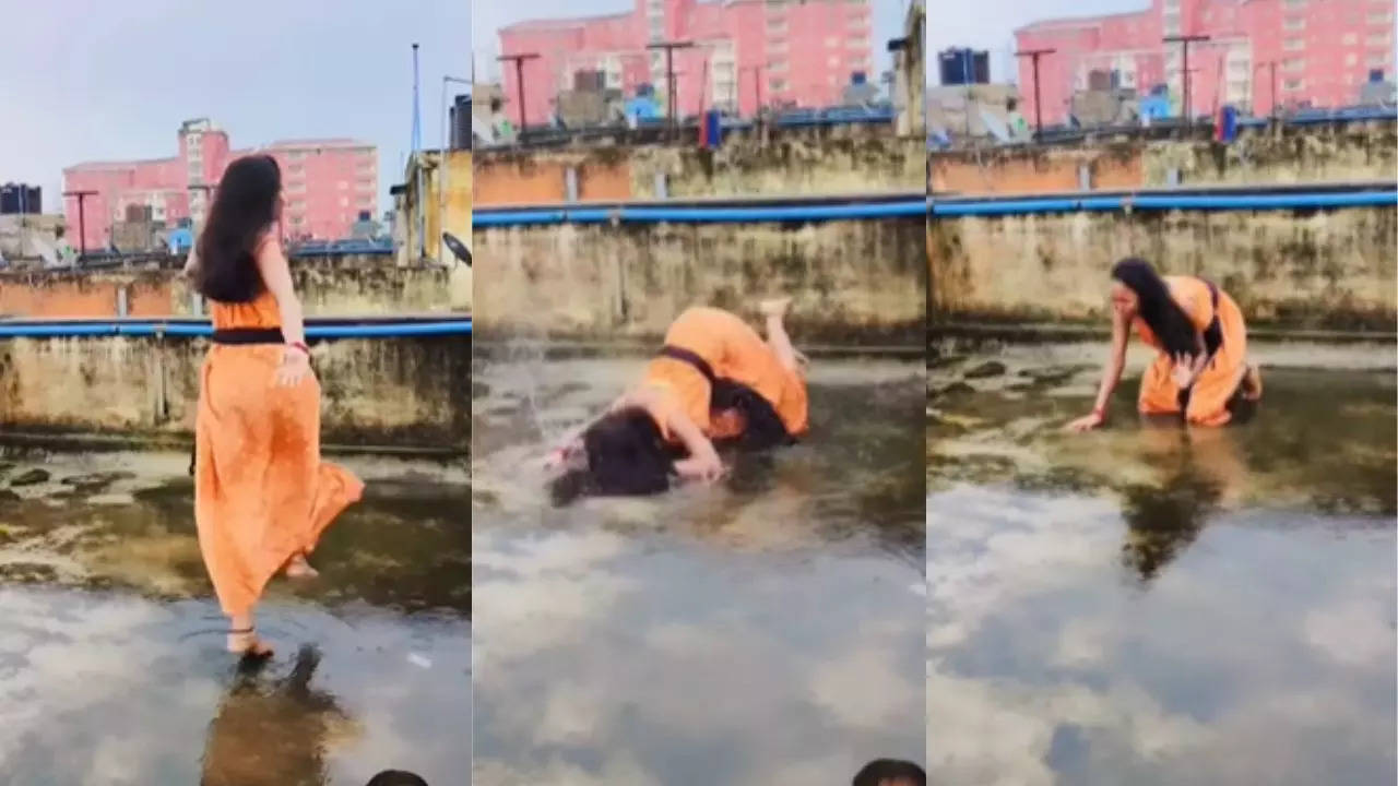 today viral video girl falls down while making reels