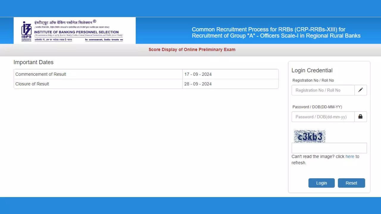 IBPS RRB PO Score Card 2024