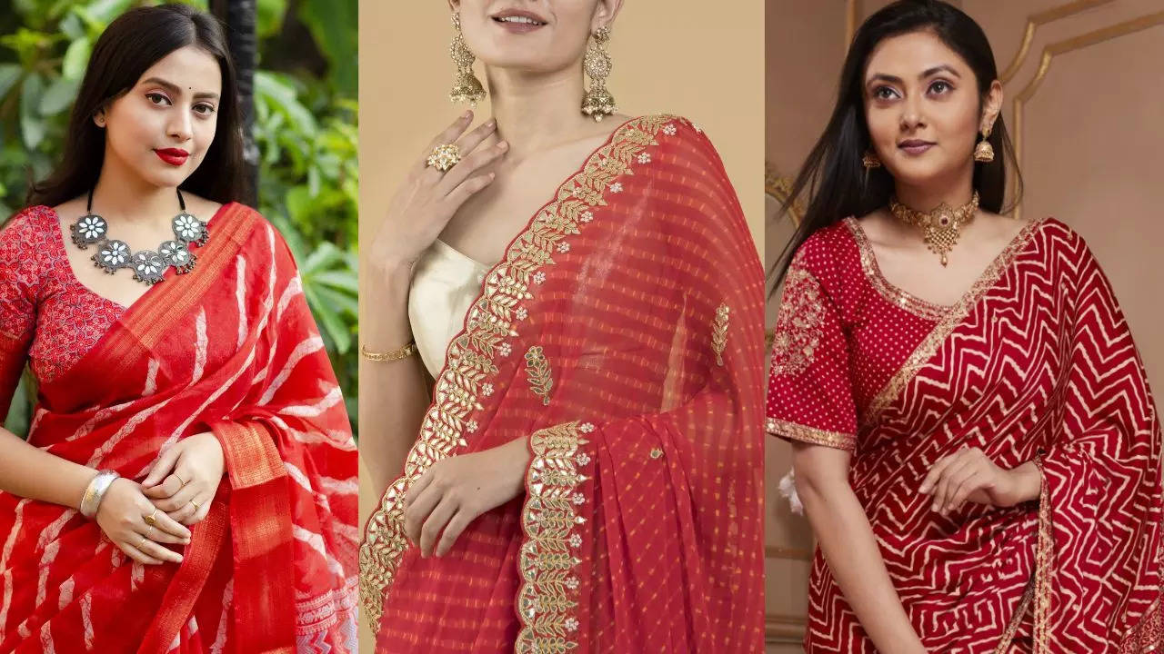 jodhpur style latest leheriya saree designs pics