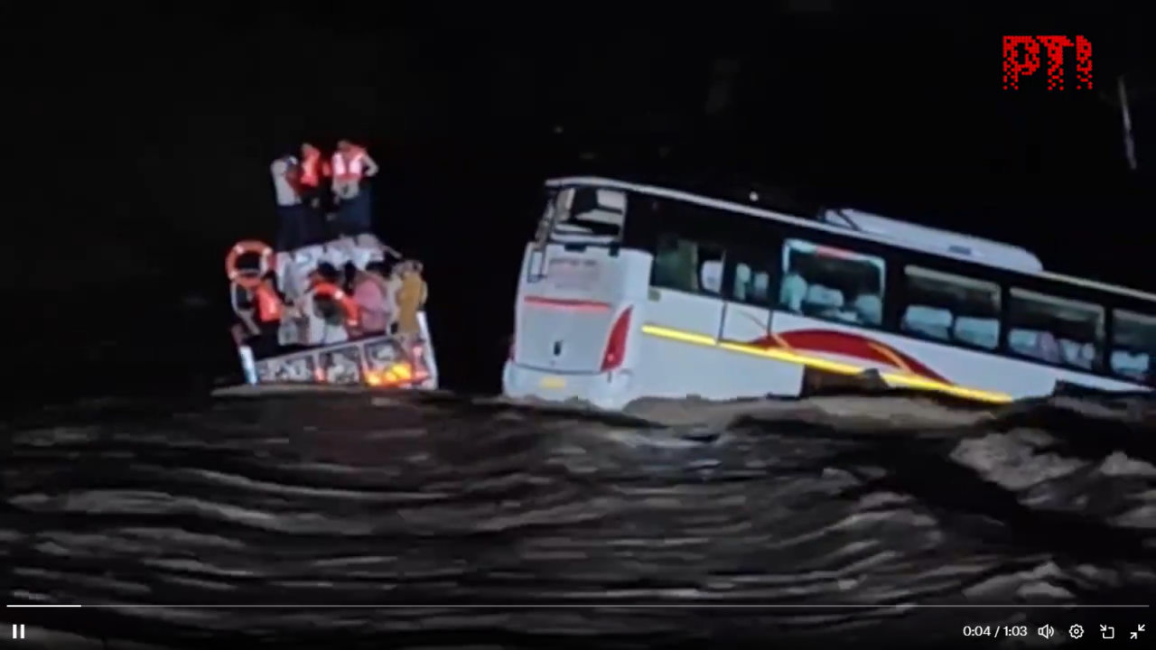 Bus stuck in flood