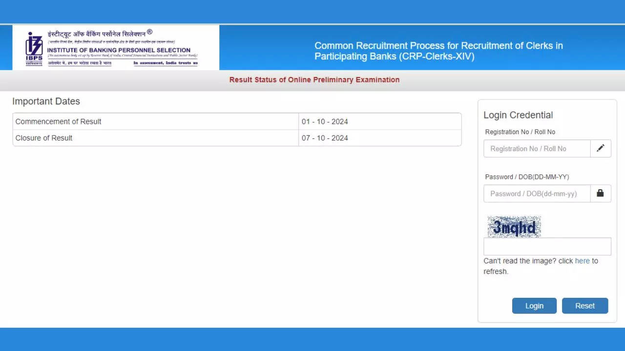 IBPS Clerk Prelims Result 2024