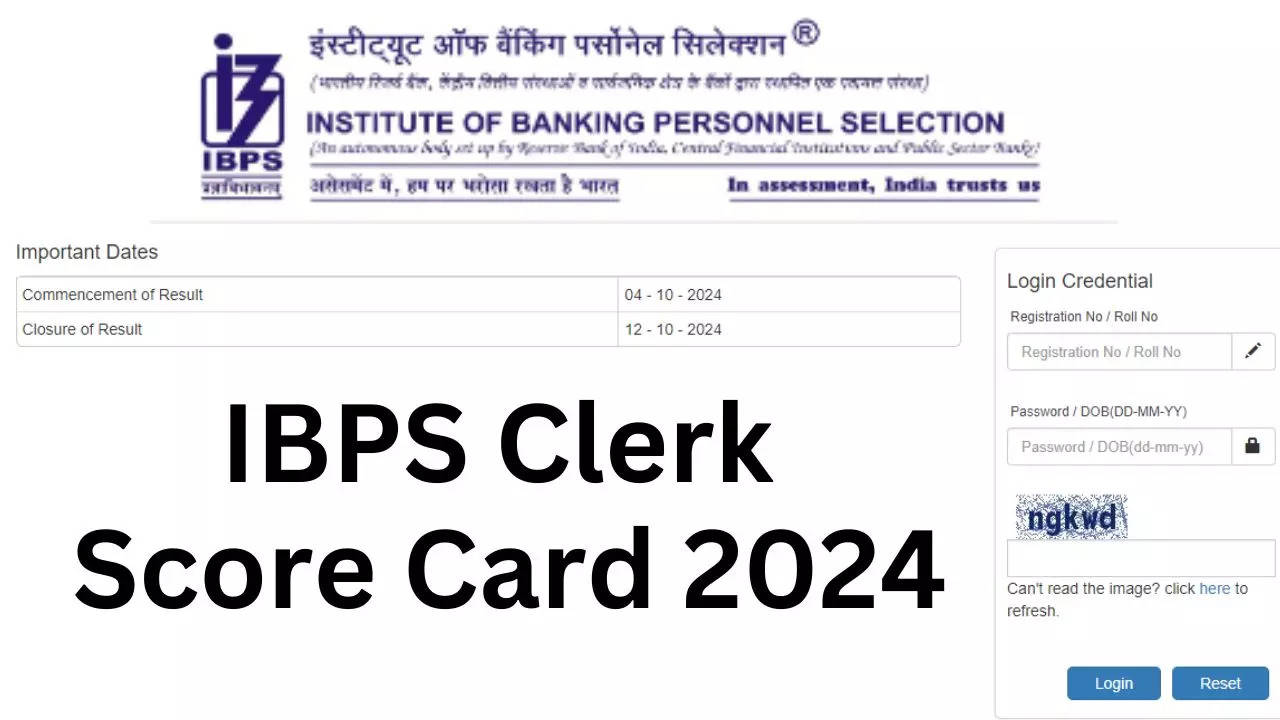 IBPS Clerk  Score Card 2024