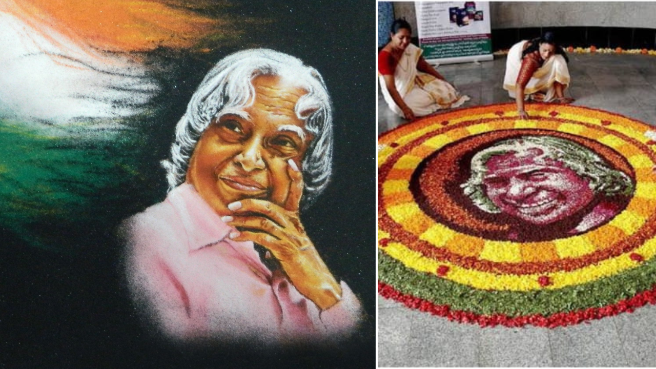 Happy student's day, abdul kalam rangoli, rangoli design for student day