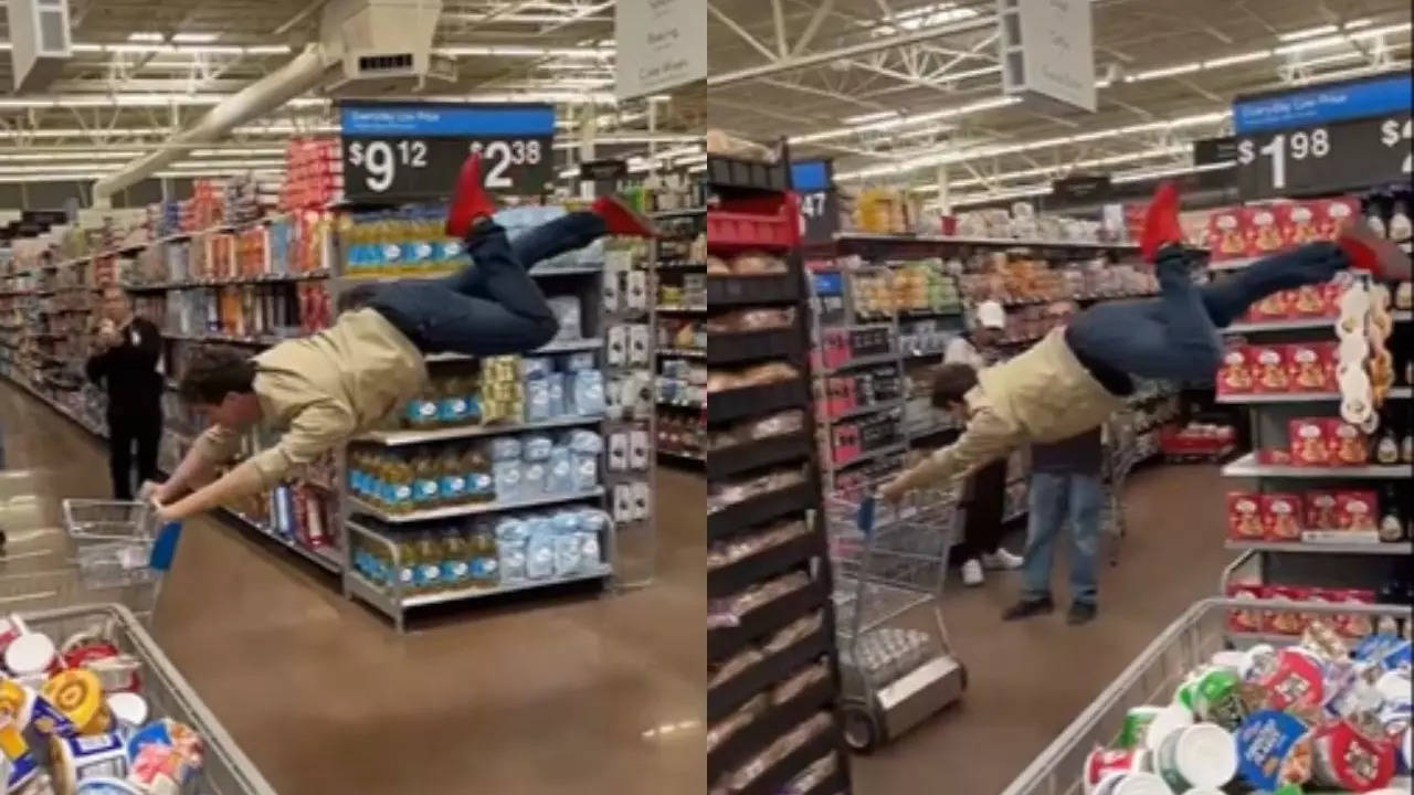 Man Flying In Shopping Mall