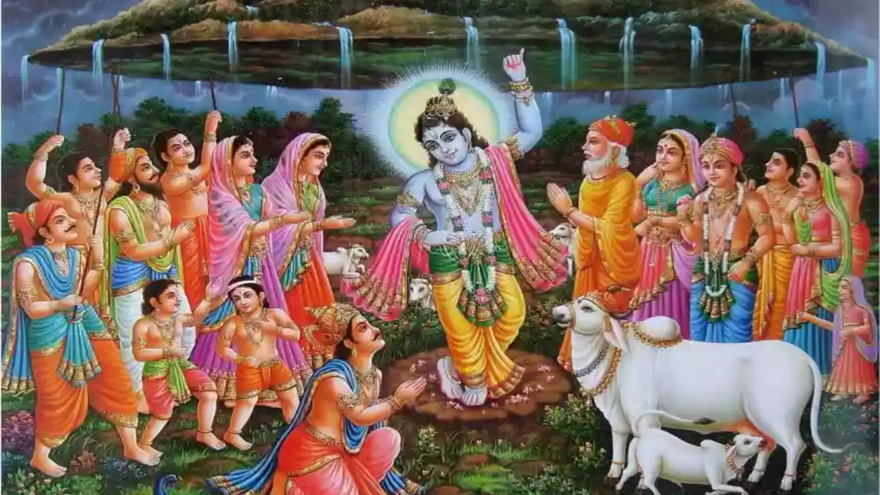 Govardhan Puja Wishes, Happy Govardhan Puja wishes in Sanskrit, Sanskrit wishess krishna govardhan