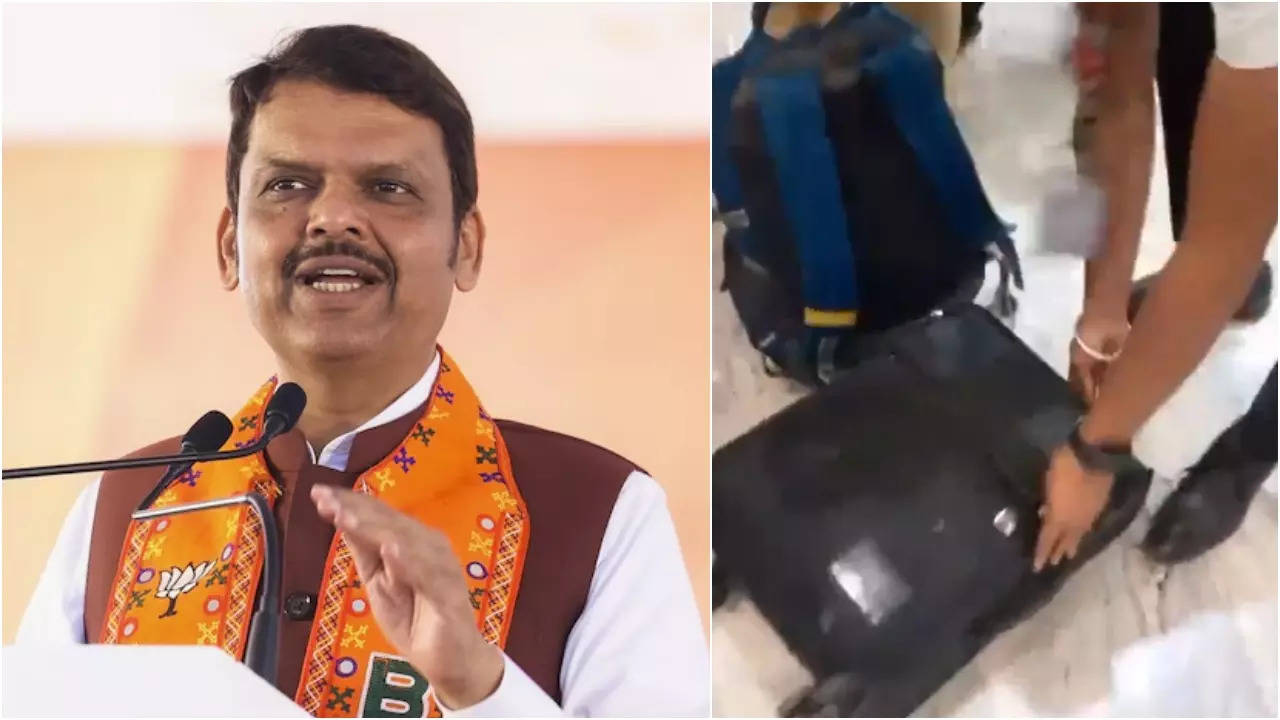 Devendra Fadnavis bag checking