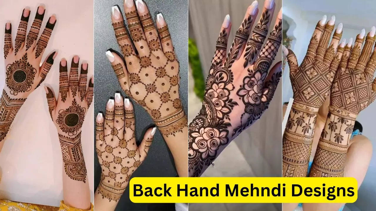 new stylish back hand mehndi designs photo