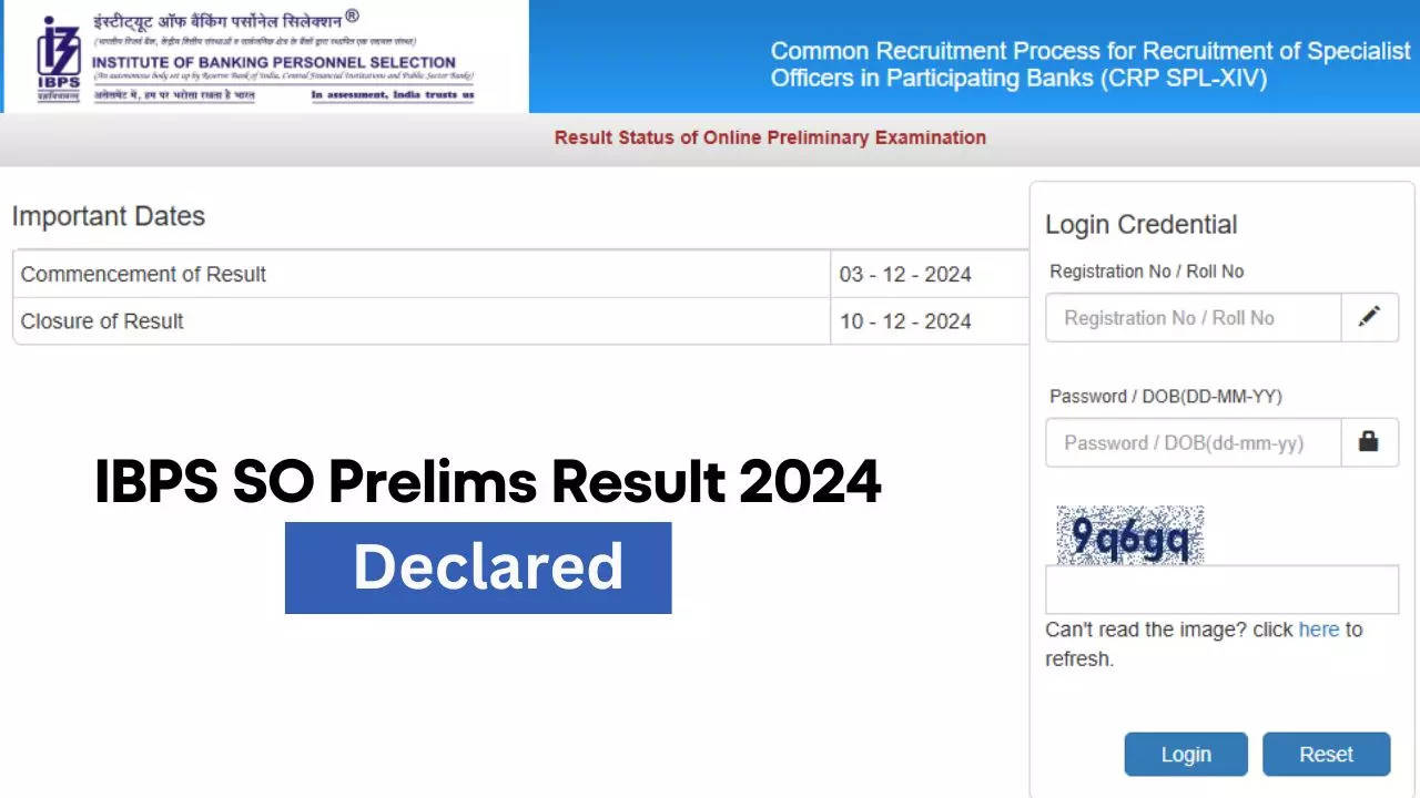 IBPS SO Prelims Result 2024 Declared