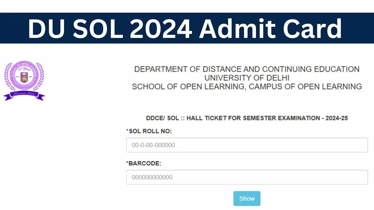 DU SOL 2024 Admit Card