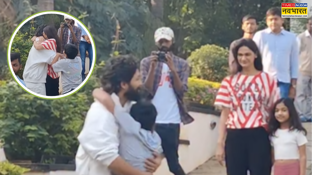 Allu Arjun Hugs his son and wife