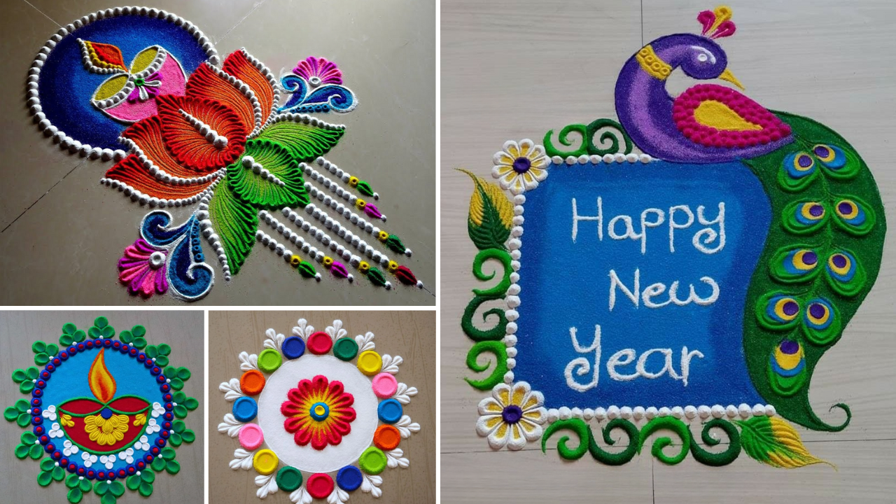 Rangoli Design for 2024, Trending Rangoli design, simple easy rangoli design photo