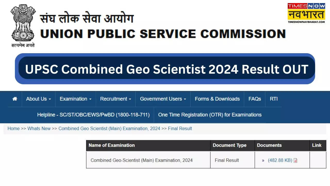 UPSC Combined Geo Scientist 2024 Result OUT