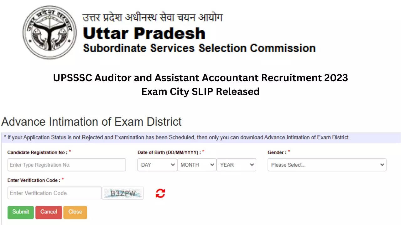 UPSSSC Auditor and Assistant Accountant Recruitment 2023 Exam City SLIP Released