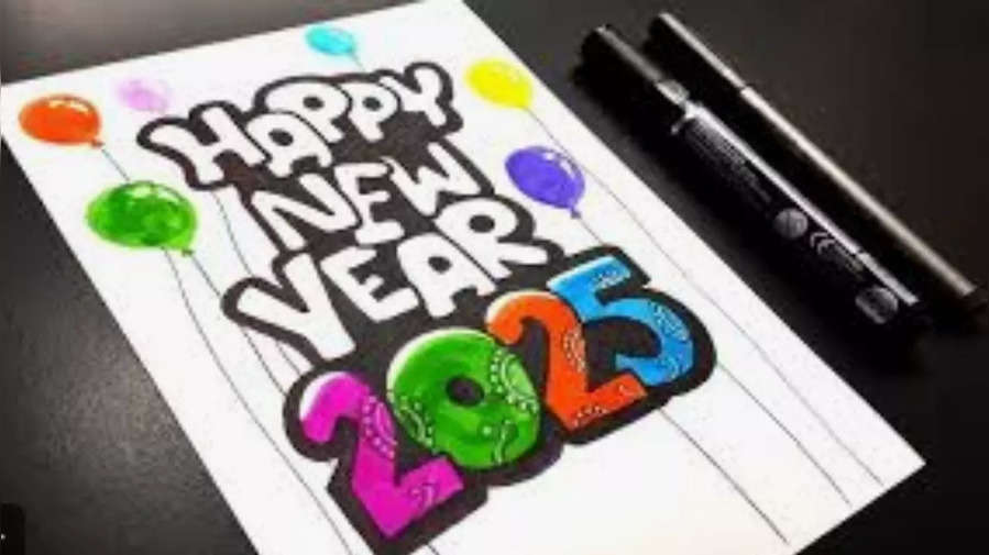 Happy New Year 2025 Drawing Live Happy New Year 2025 Easiest Drawings