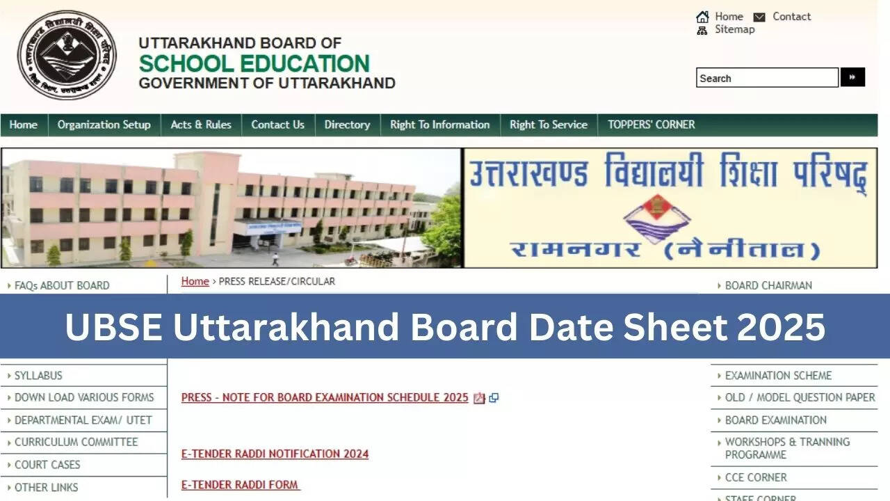 UBSE Uttarakhand Board Class 10th, 12th Date Sheet 2025