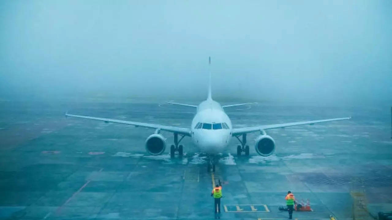 plane in fog